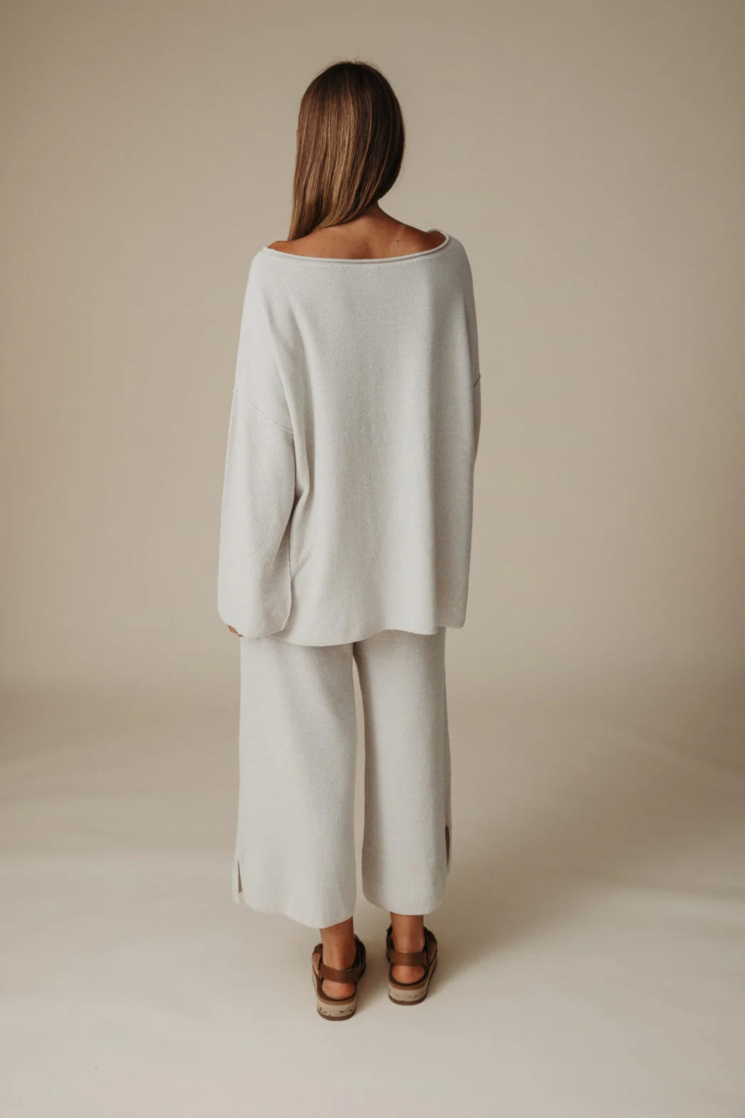 TALAMAYA RETREAT COTTON TWIST PULLOVER SILVER & SALT