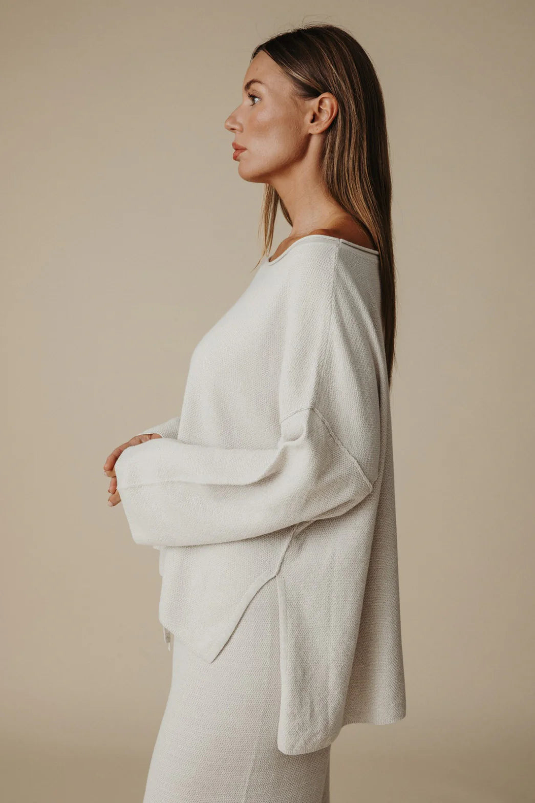 TALAMAYA RETREAT COTTON TWIST PULLOVER SILVER & SALT