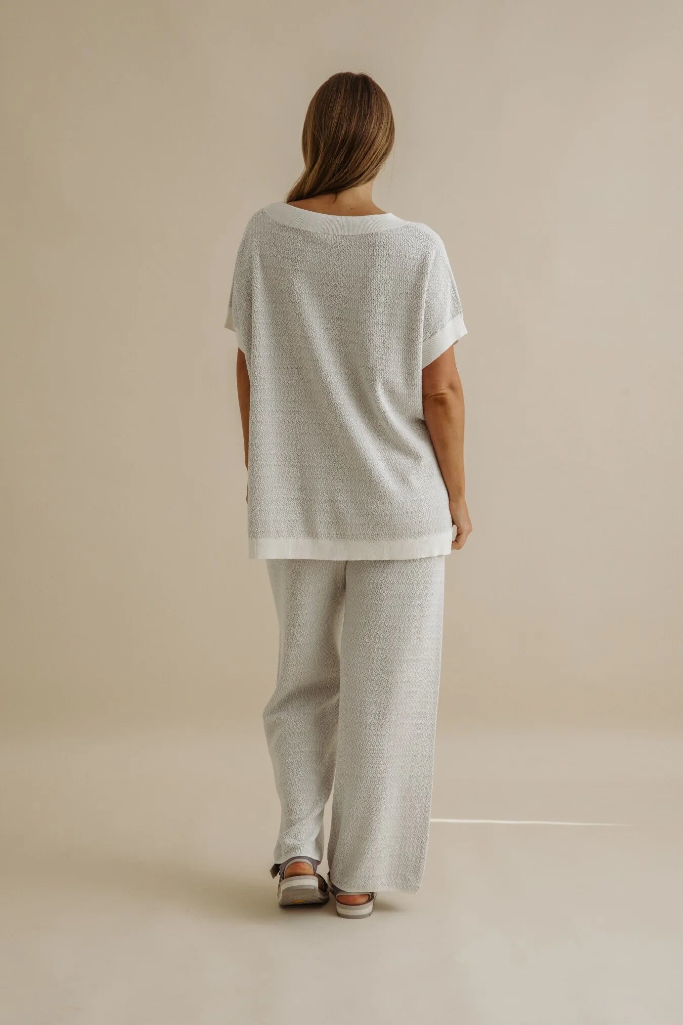 TALAMAYA CREPE KNITTED TEE PULLOVER MILK & SILVER HAZE