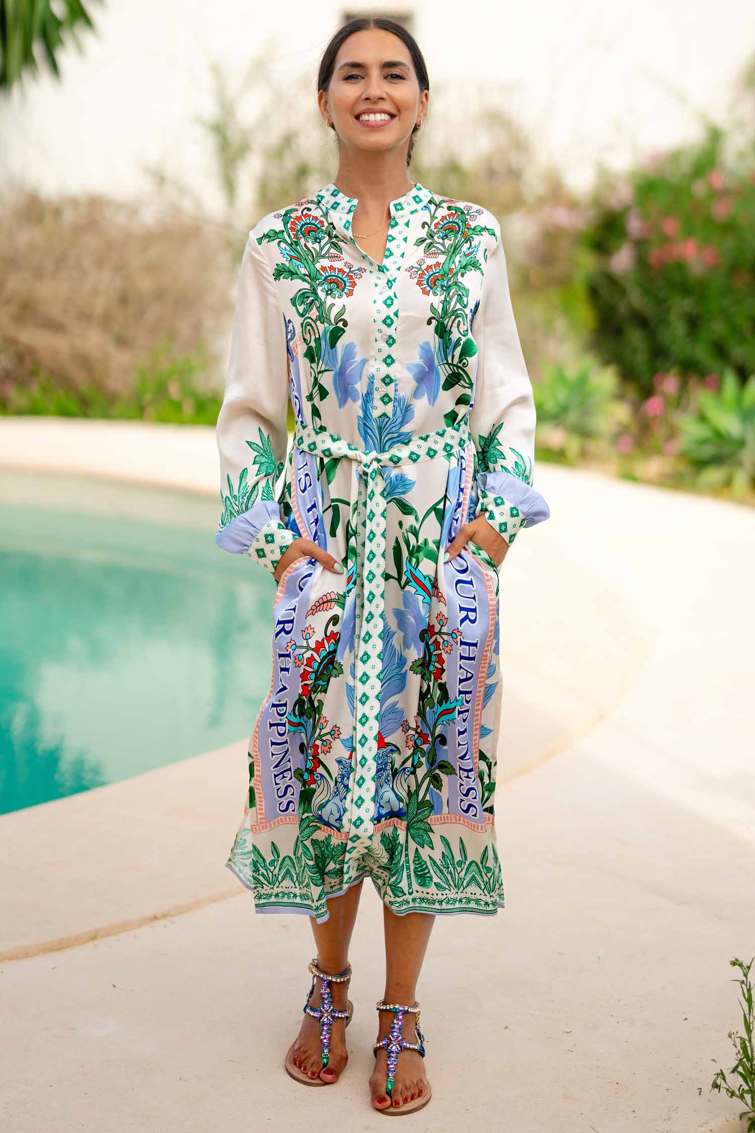 MISS GOODLIFE MIDI DRESS GREEN GARDEN