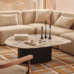 HORGANS LOLA COFFEE TABLE WALNUT TEMPEST MARBLE LARGE