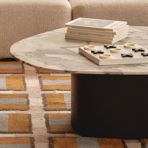 HORGANS LOLA COFFEE TABLE WALNUT TEMPEST MARBLE LARGE