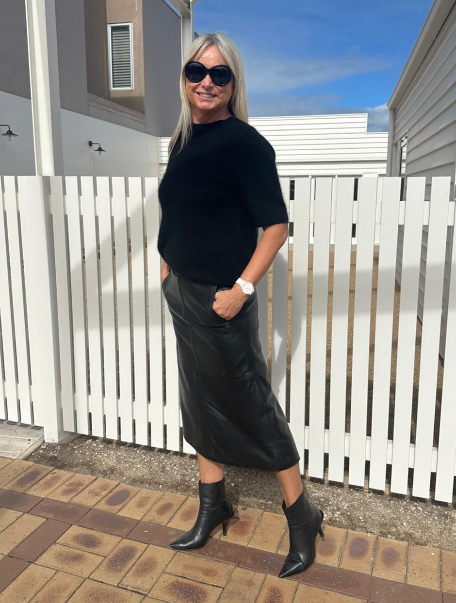 RAW by RAW GABRIELLA LEATHER SKIRT - JET BLACK