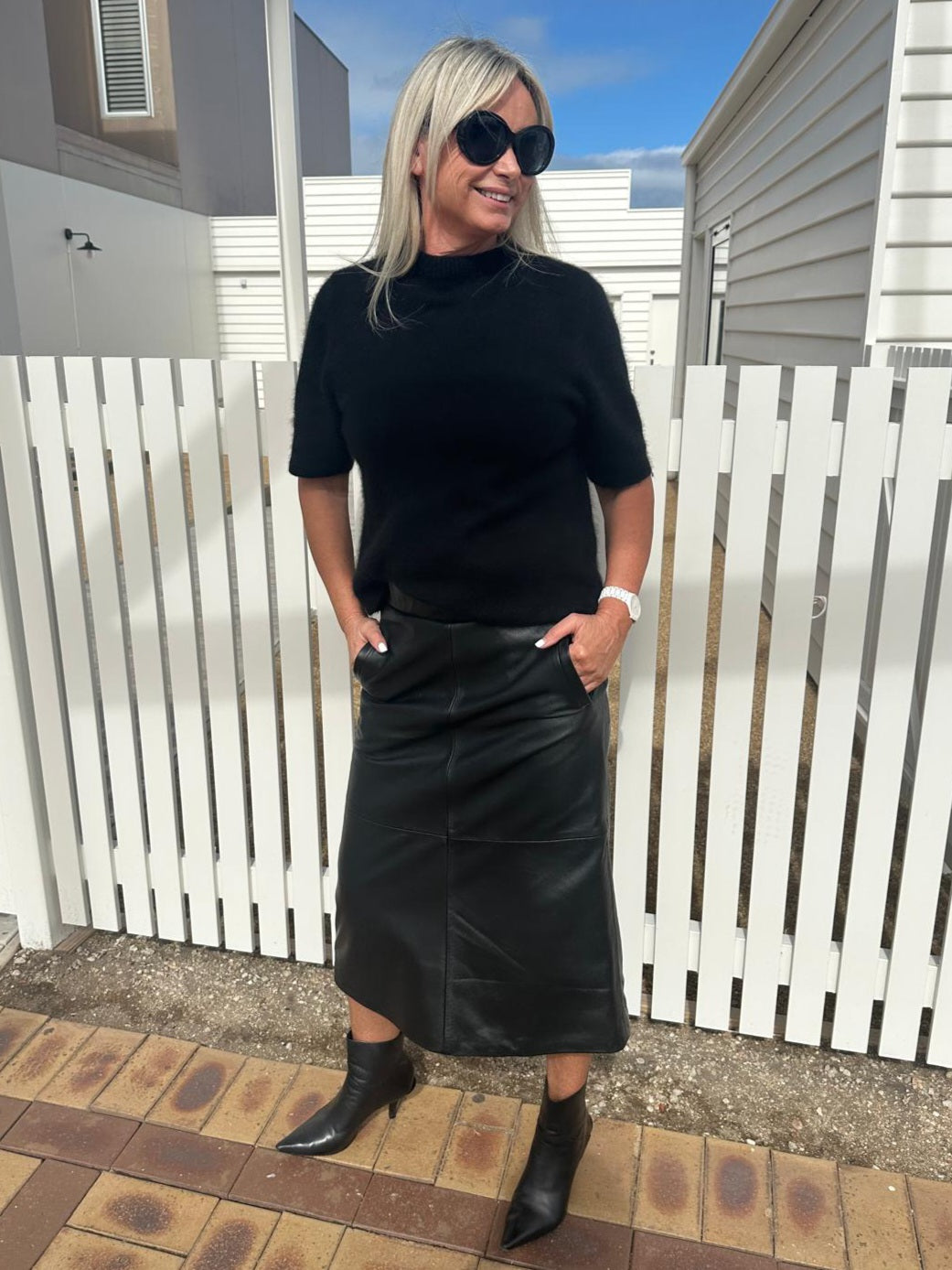 RAW by RAW GABRIELLA LEATHER SKIRT - JET BLACK