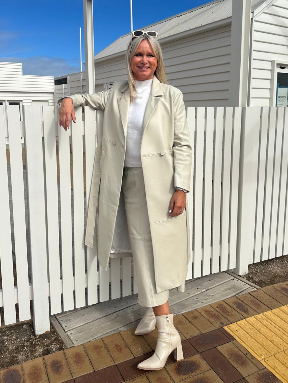 RAW by RAW GABRIELLA LEATHER SKIRT - PORCELAIN