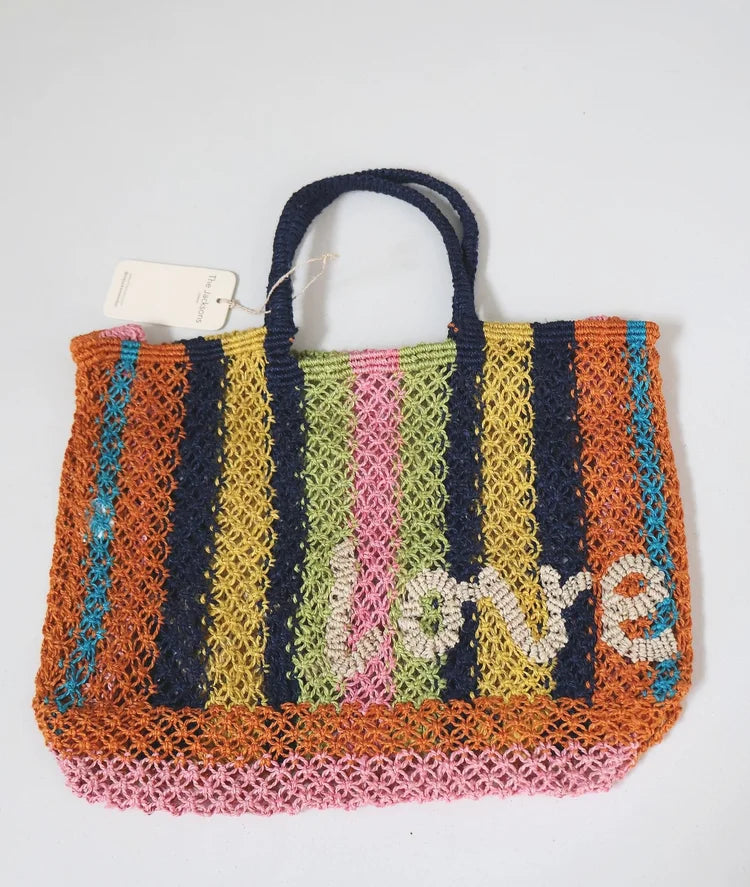 THE JACKSONS LOVE JUTE BAG MULTI NATURAL