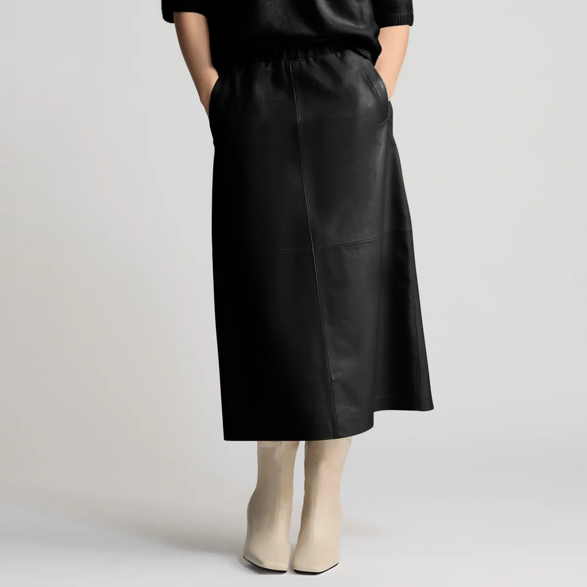 RAW by RAW GABRIELLA LEATHER SKIRT - JET BLACK