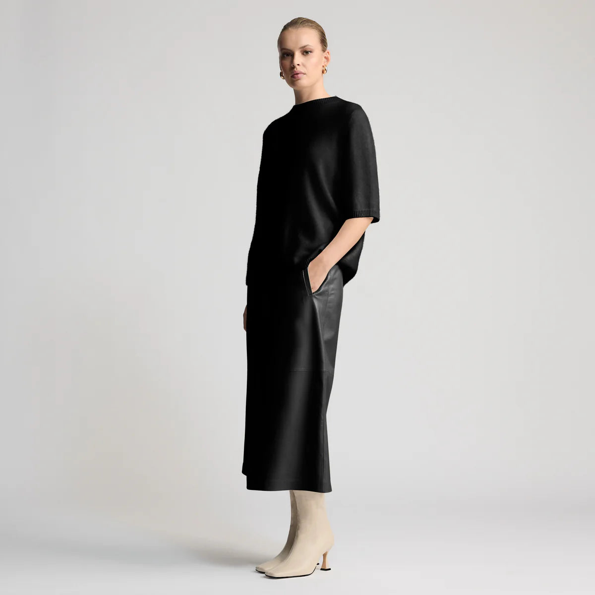 RAW by RAW GABRIELLA LEATHER SKIRT - JET BLACK