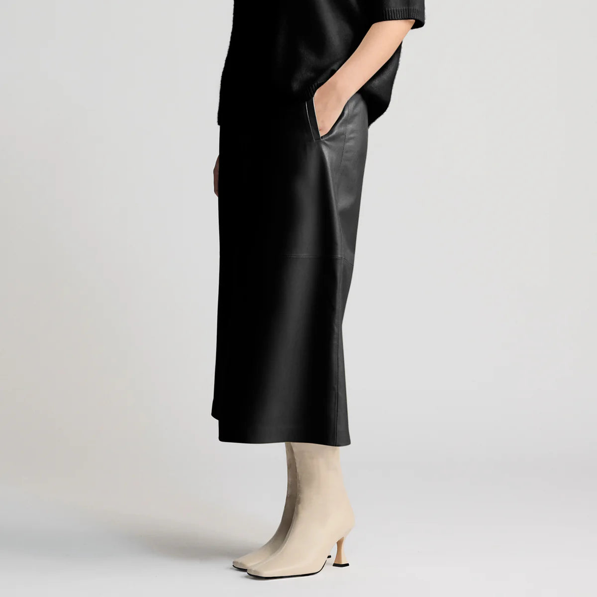 RAW by RAW GABRIELLA LEATHER SKIRT - JET BLACK