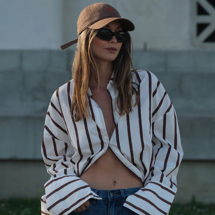 MIA CAPRI EMBROIDERED CAP BROWN