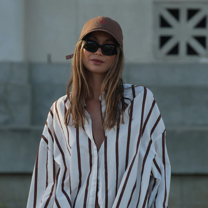 MIA CAPRI EMBROIDERED CAP BROWN