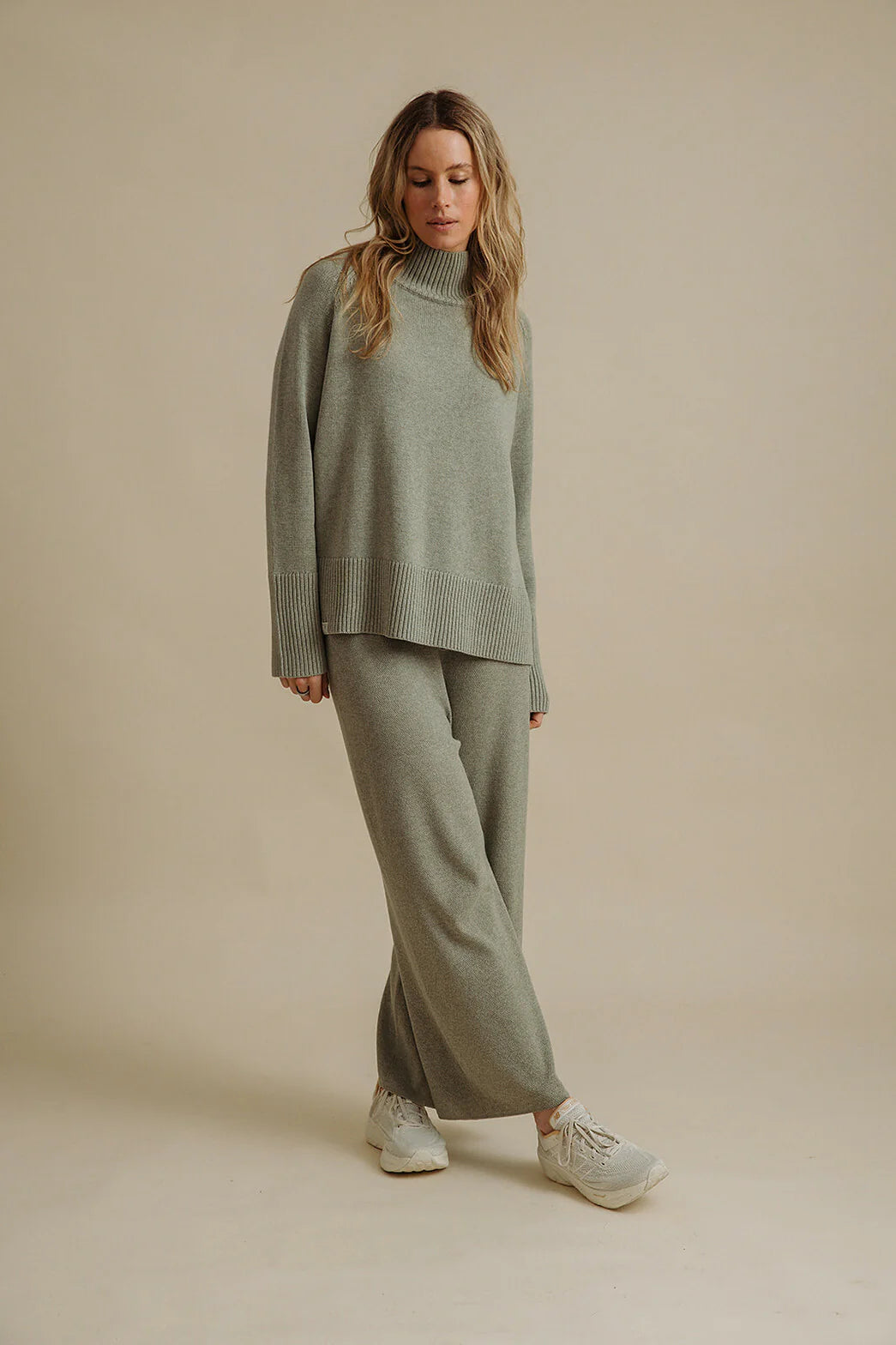 TALAMAYA HARMONY MERINO COTTON MOCK NECK PULLOVER - ACACIA