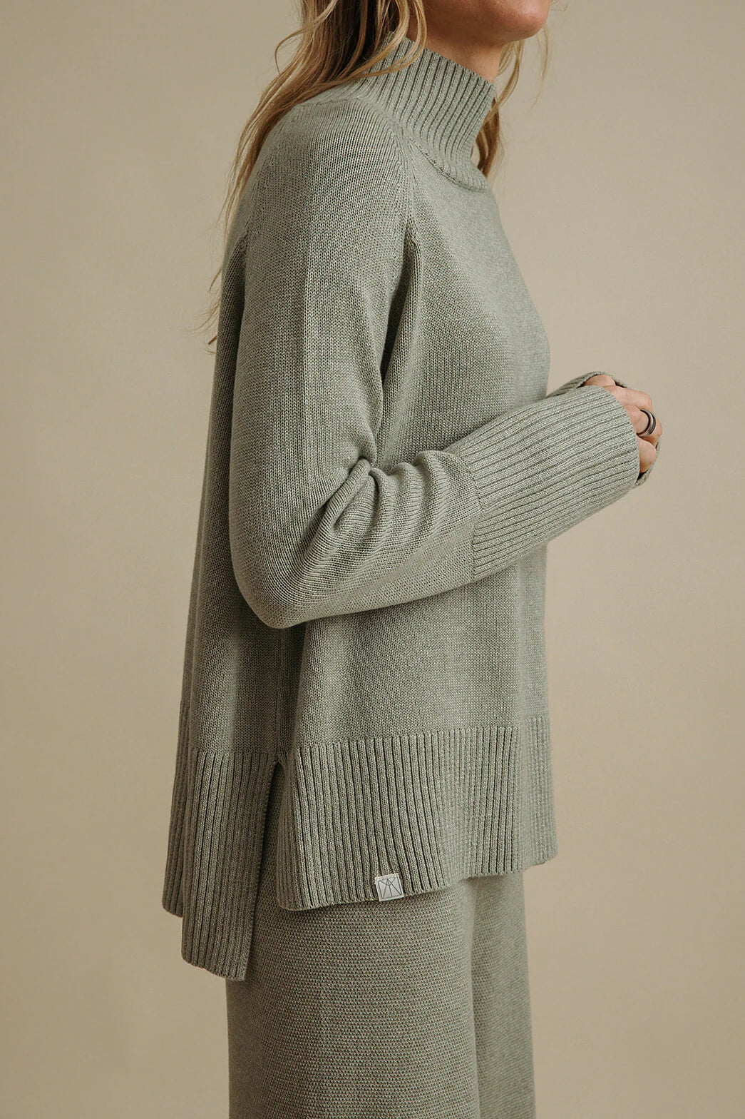 TALAMAYA HARMONY MERINO COTTON MOCK NECK PULLOVER - ACACIA