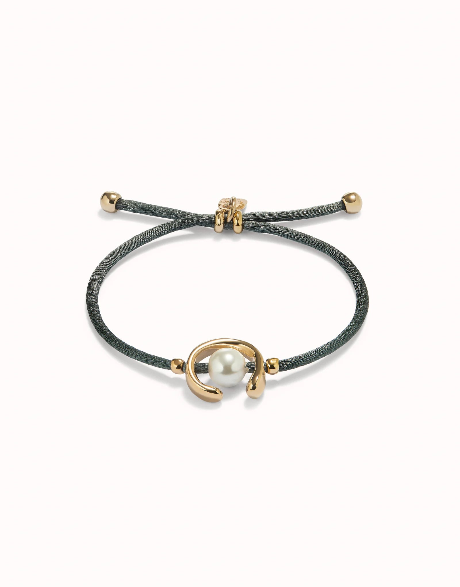 UNOde50 SER DIFERENTE PEARL GREY CORD BRACELET GOLD