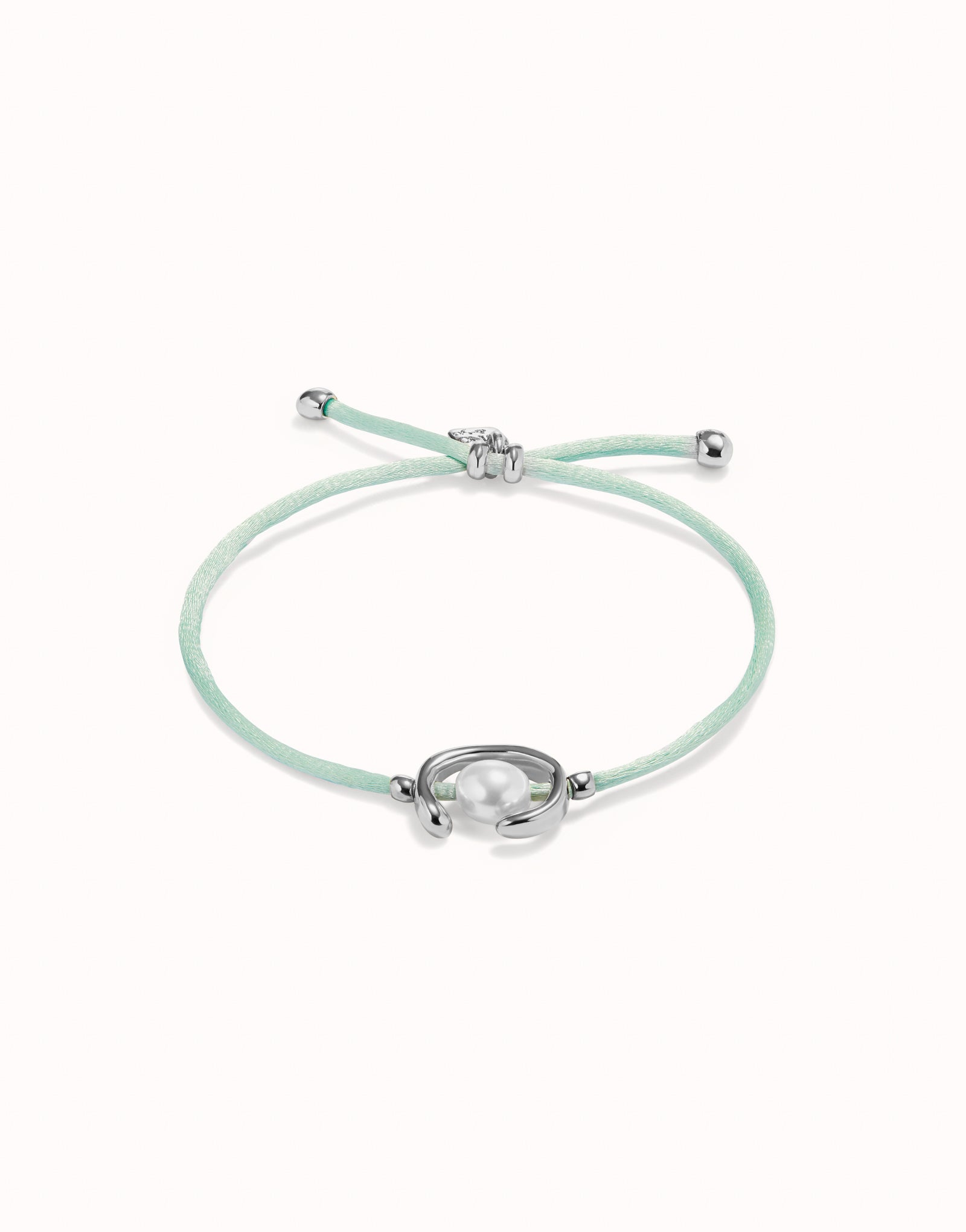 UNOde50 SER DIFERENTE PEARL MINT CORD BRACELET SILVER
