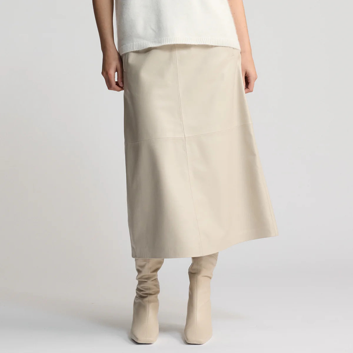 RAW by RAW GABRIELLA LEATHER SKIRT - PORCELAIN