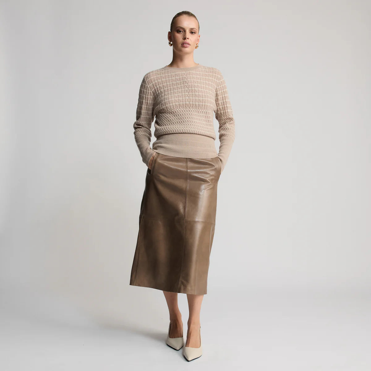 RAW by RAW GABRIELLA LEATHER SKIRT - PUTTY