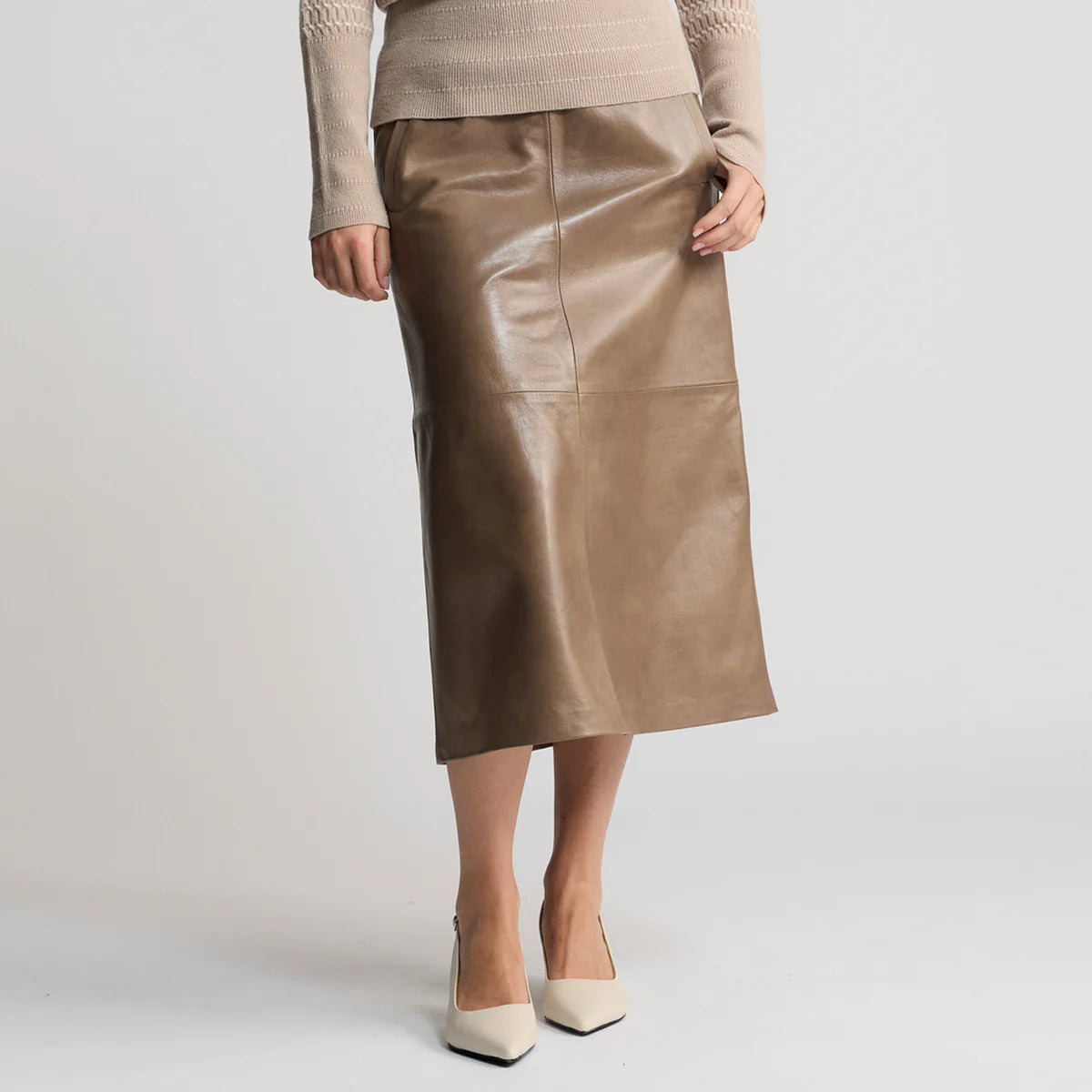 RAW by RAW GABRIELLA LEATHER SKIRT - PUTTY