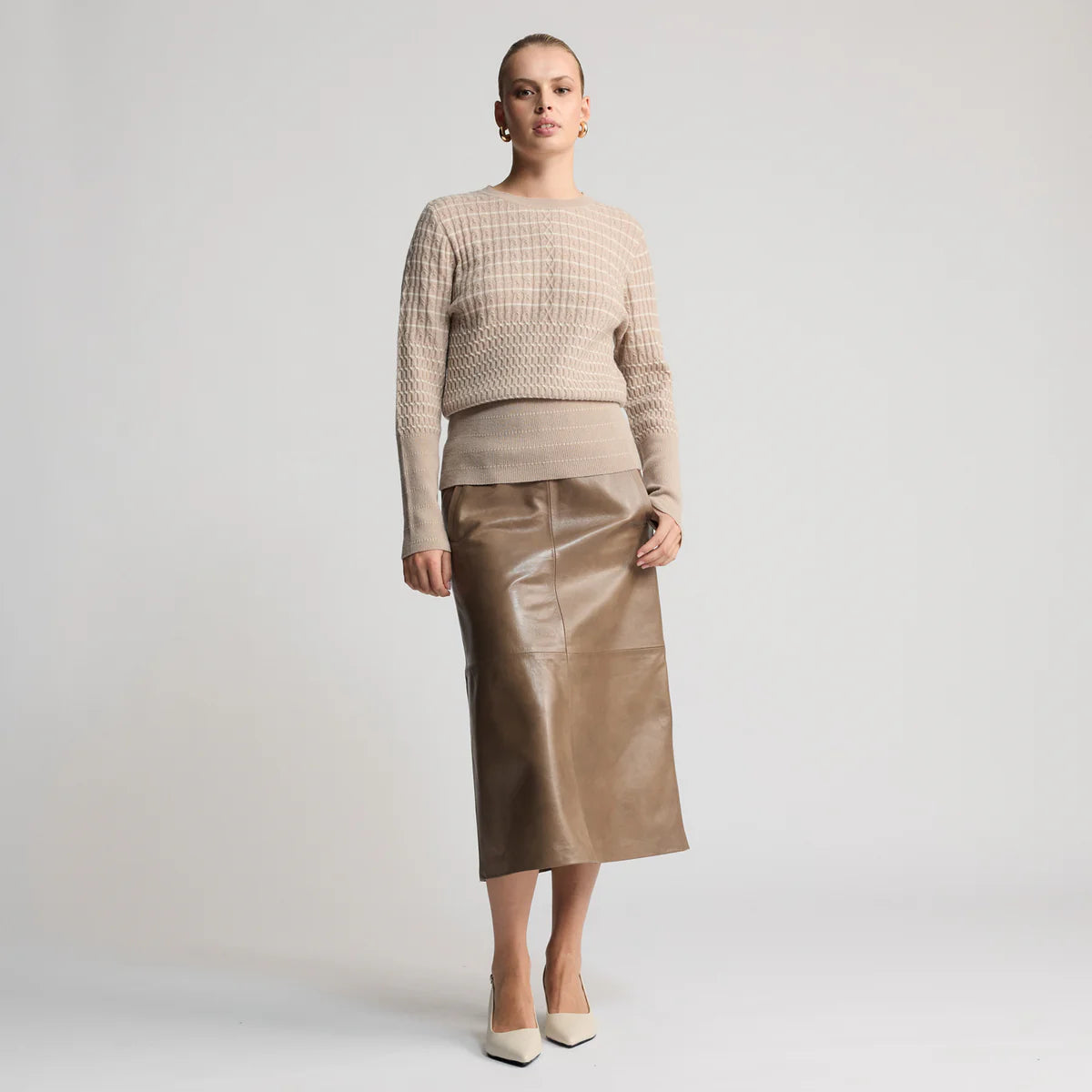 RAW by RAW GABRIELLA LEATHER SKIRT - PUTTY