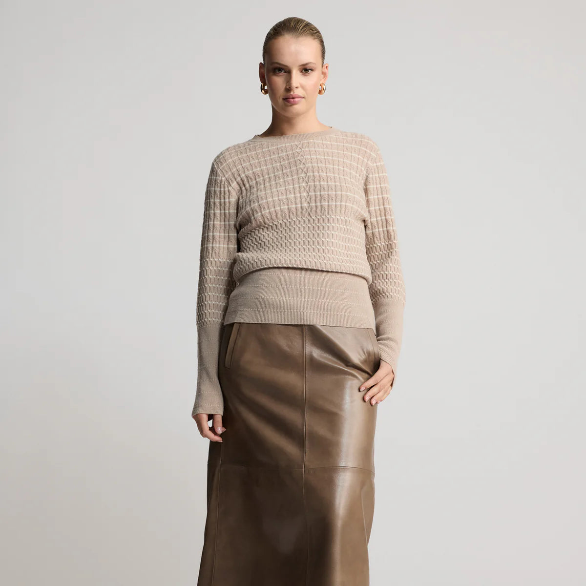 RAW by RAW GABRIELLA LEATHER SKIRT - PUTTY