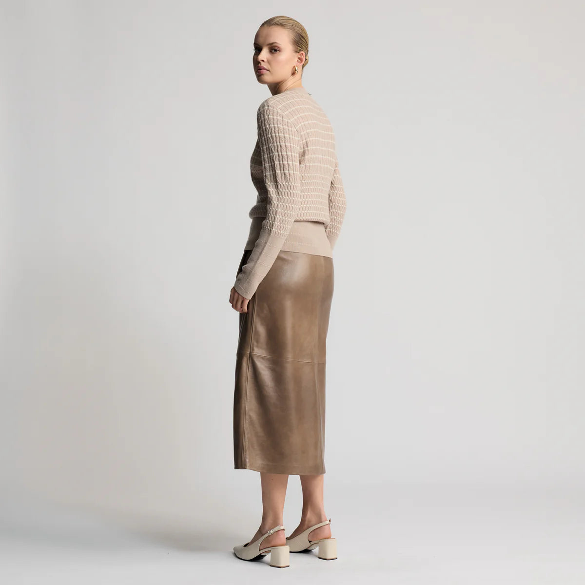 RAW by RAW GABRIELLA LEATHER SKIRT - PUTTY