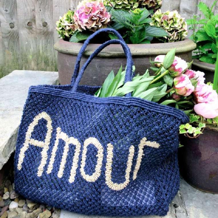 THE JACKSONS AMOUR JUTE BAG INDIGO NATURAL