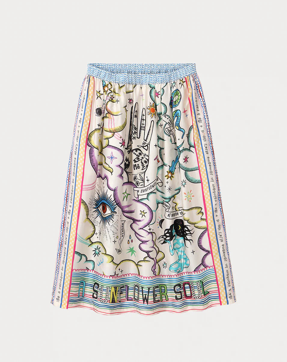 ME369 VANESSA ENLIGHTENMENT PRINTED SKIRT