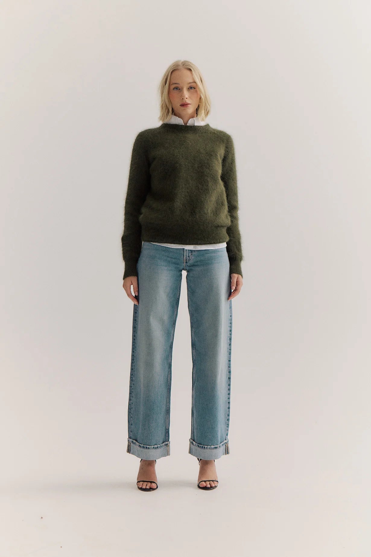 WORLD OF NOMADS ADELE CASHMERE CREW MOSS