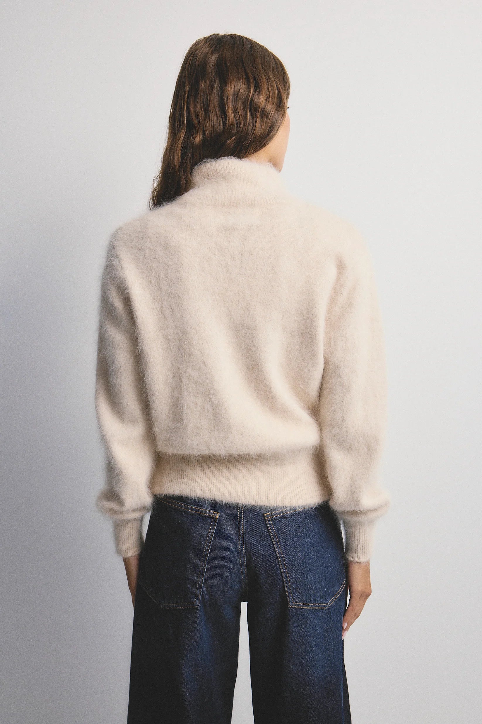 WORLD OF NOMADS FELIX ZIP UP CASHMERE BOMBER OATMEAL