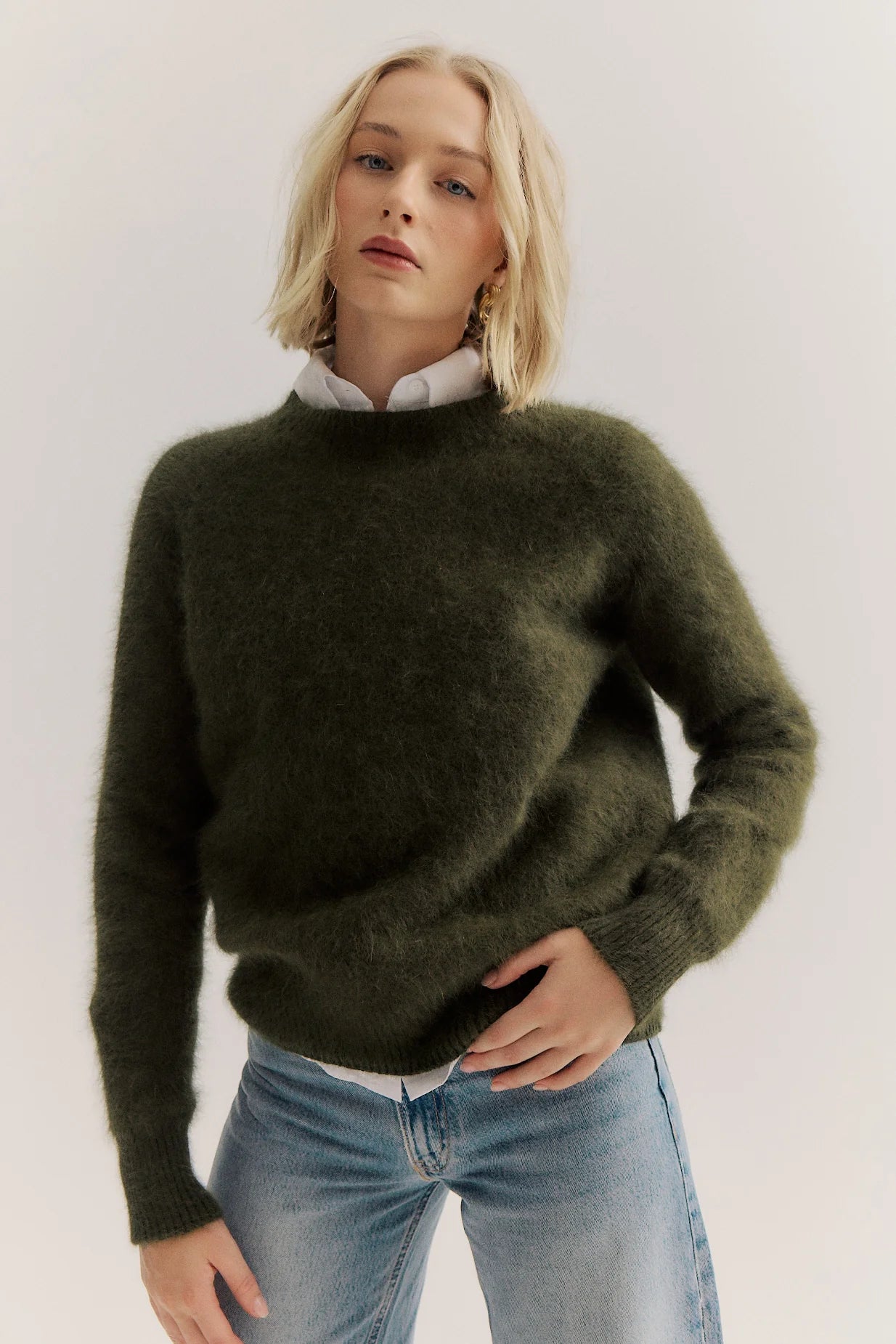 WORLD OF NOMADS ADELE CASHMERE CREW MOSS