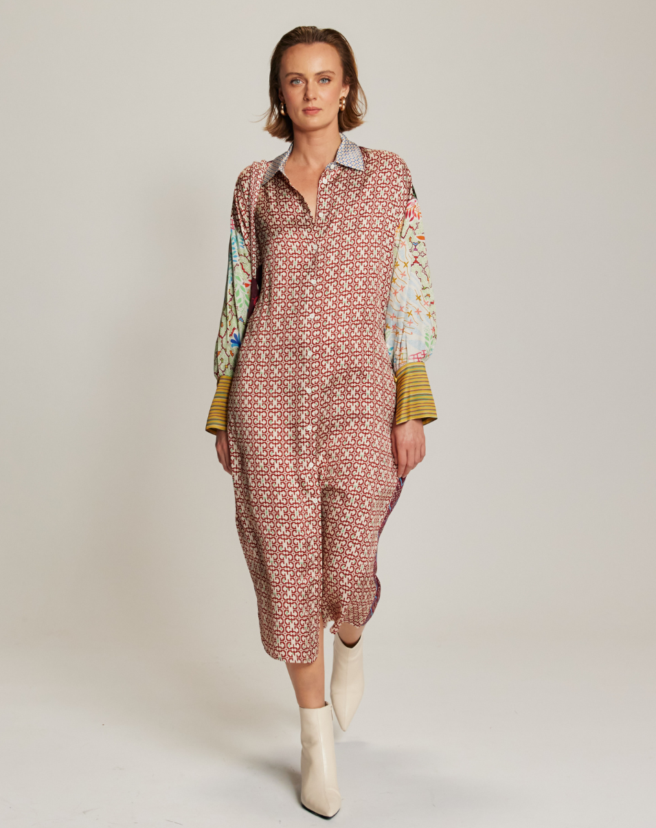 ME369 ATHENA COLLAR BUTTON UP DRESS SHIPIBO