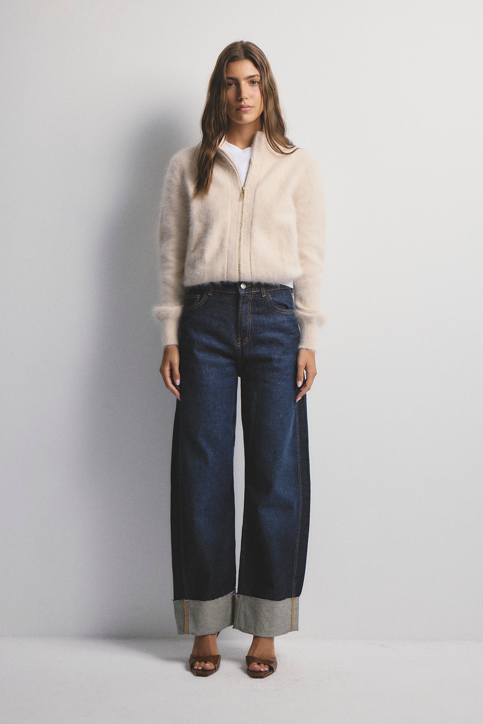 WORLD OF NOMADS FELIX ZIP UP CASHMERE BOMBER OATMEAL