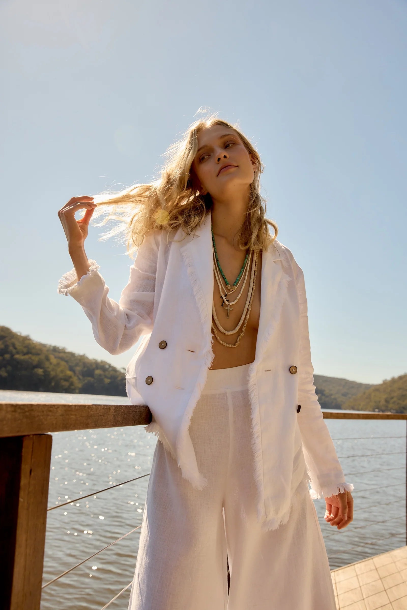 ESTILO EMPORIO FRINGE JACKET WHITE