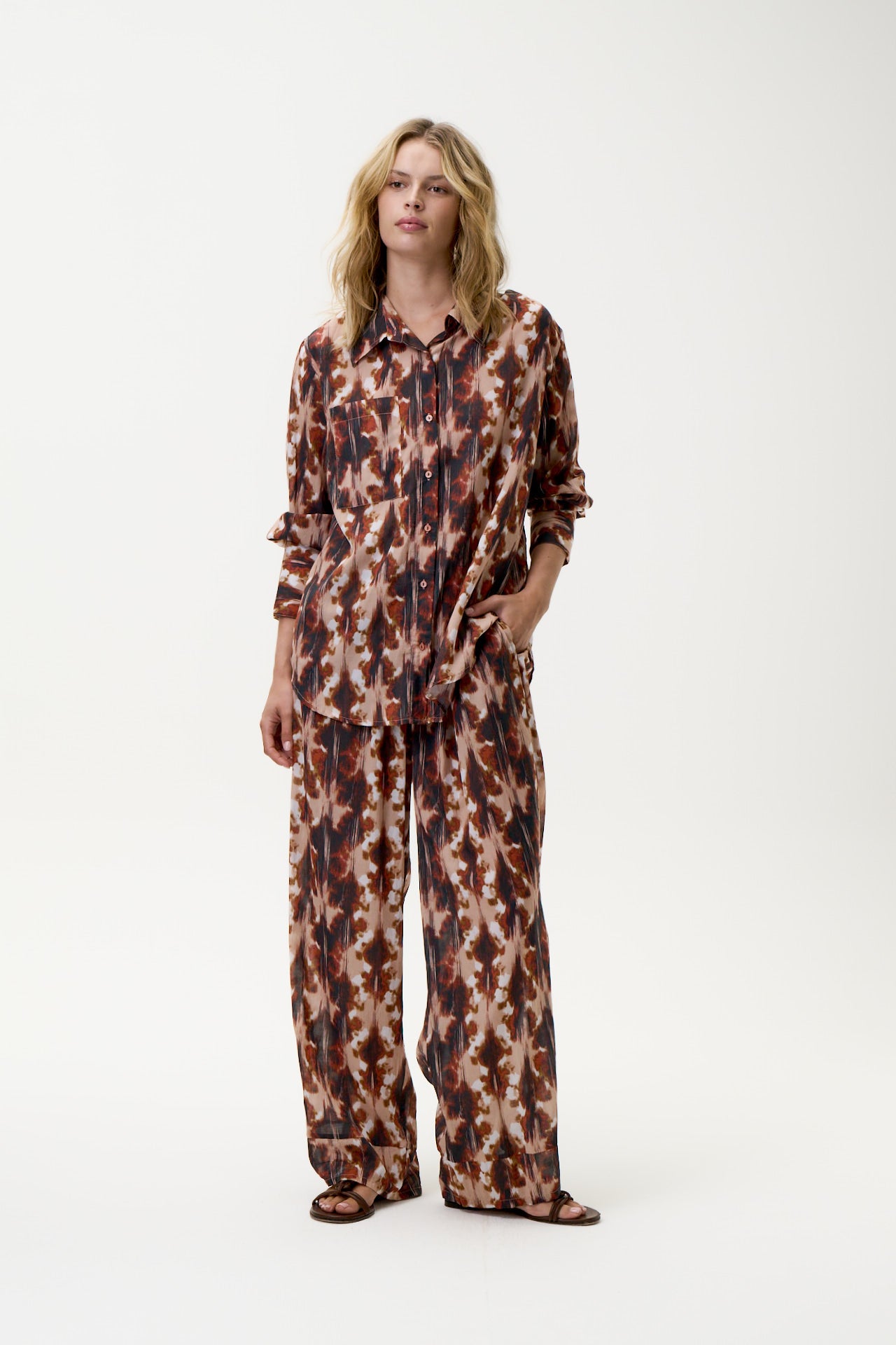 ONESEASON CLAUDIA SHIRT MALLORCA SUSHI VOILE MOCHA