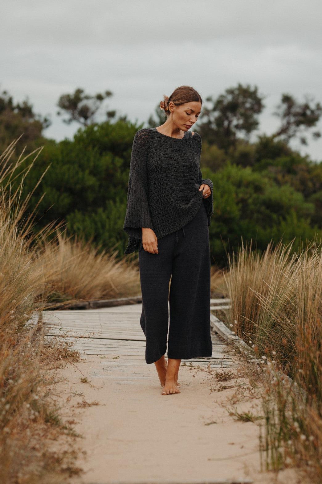 TALAMAYA RETREAT COTTON TWIST PANT DEEP OCEAN