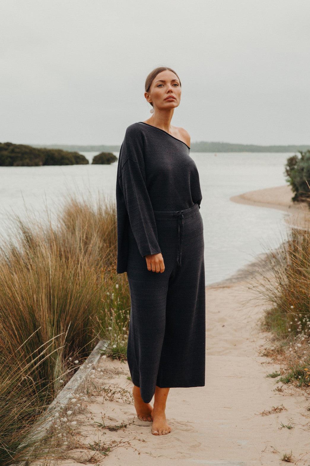 TALAMAYA RETREAT COTTON TWIST PULLOVER DEEP OCEAN