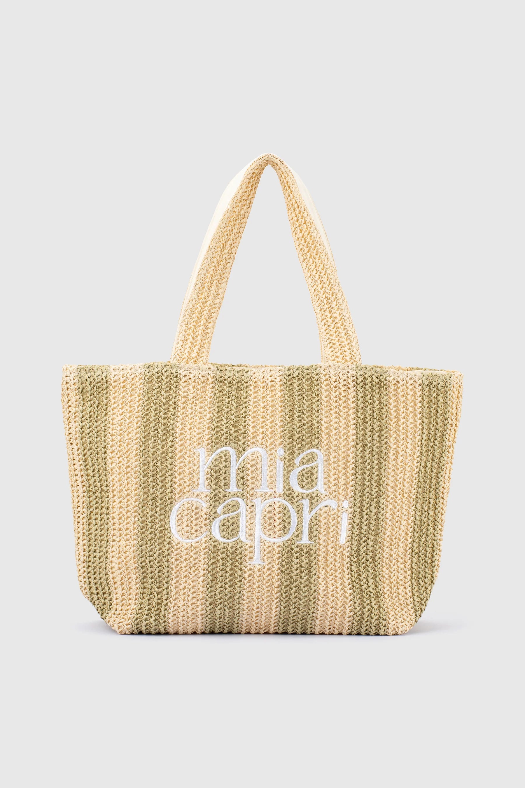 MIA CAPRI VACAY BAG SAGE GREEN STRIPE