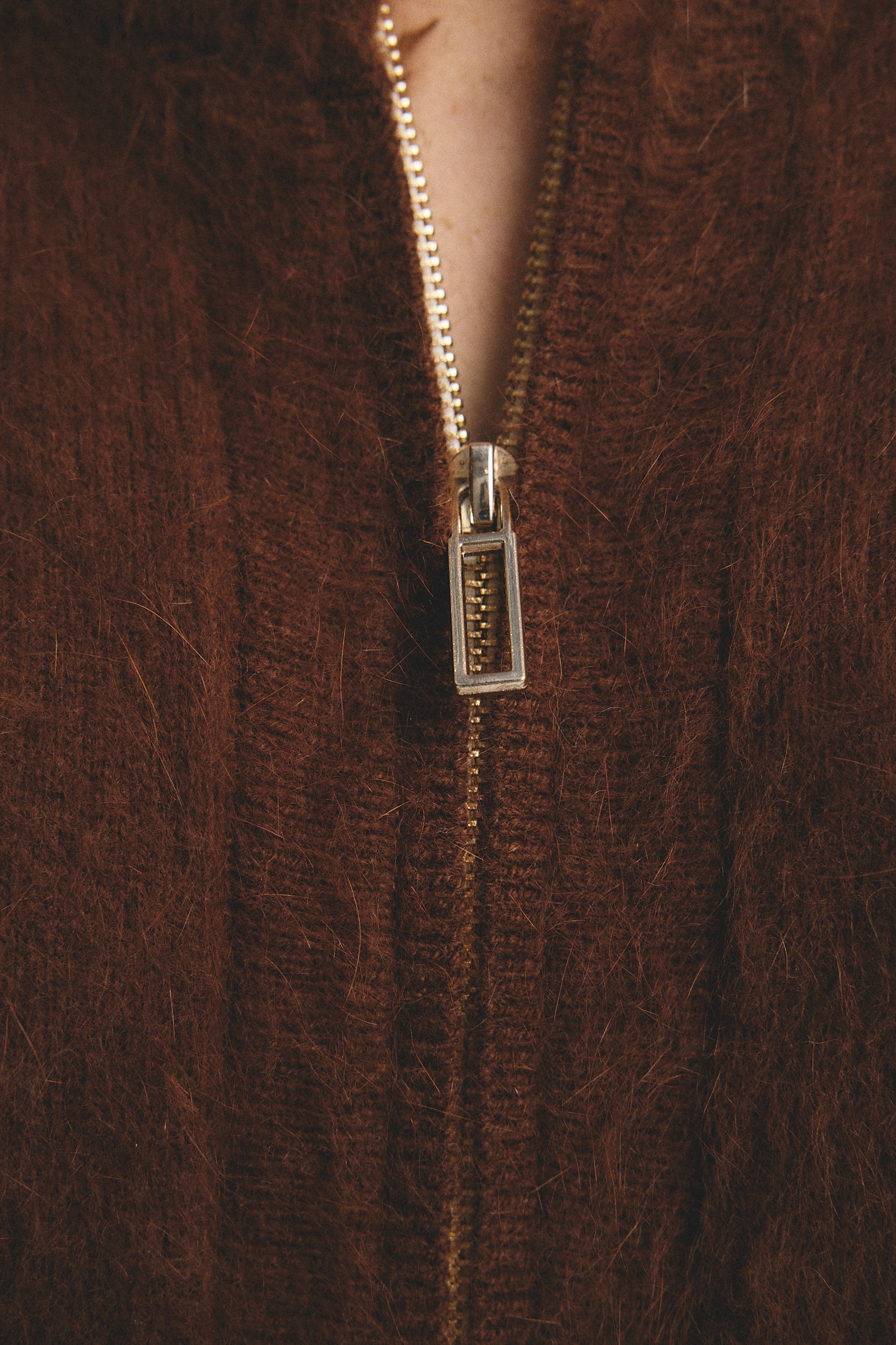 WORLD OF NOMADS FELIX ZIP UP CASHMERE BOMBER CHOCOLATE