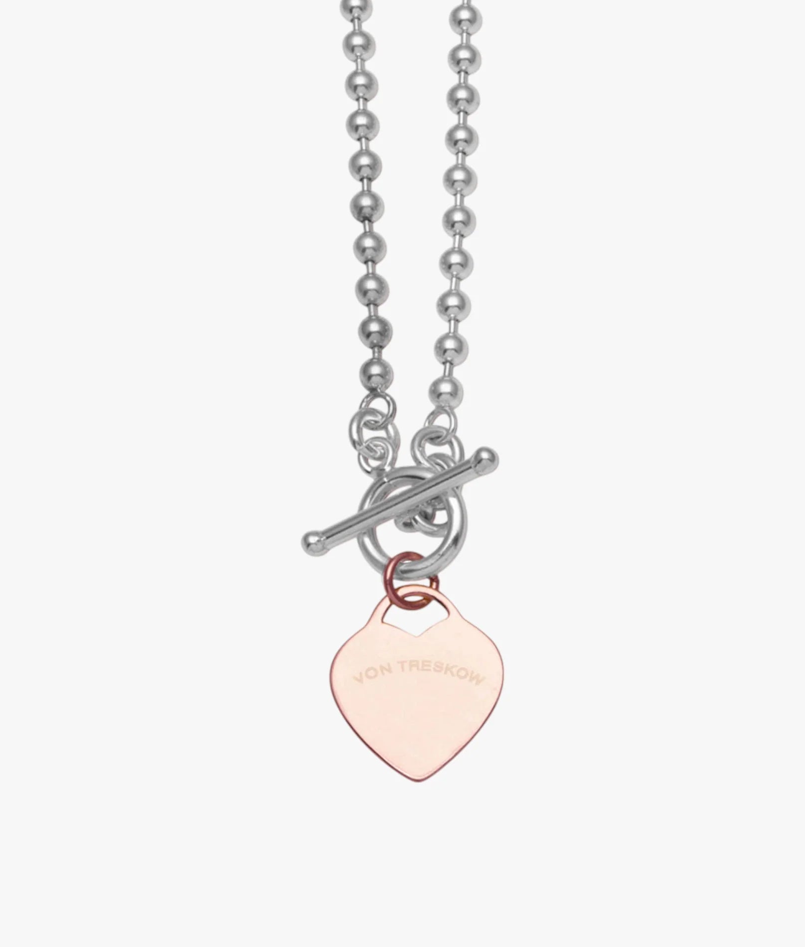 VON TRESKOW THICK BALL CHAIN NECKLACE WITH FLAT HEART