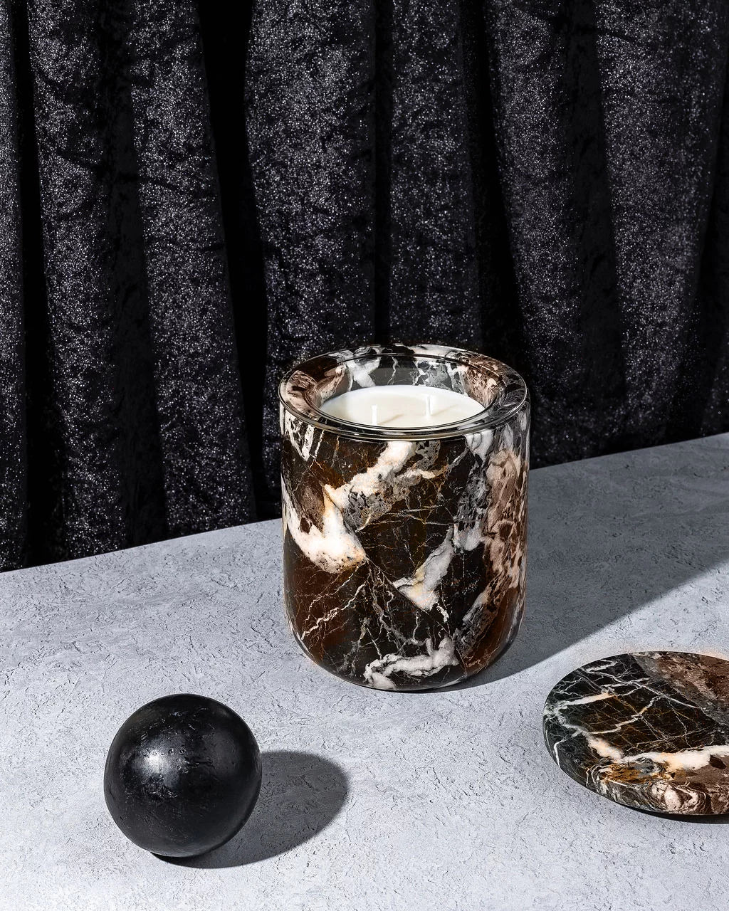 LUXURIATE MARBLE CANDLE HOLDER - BLACK ONYX