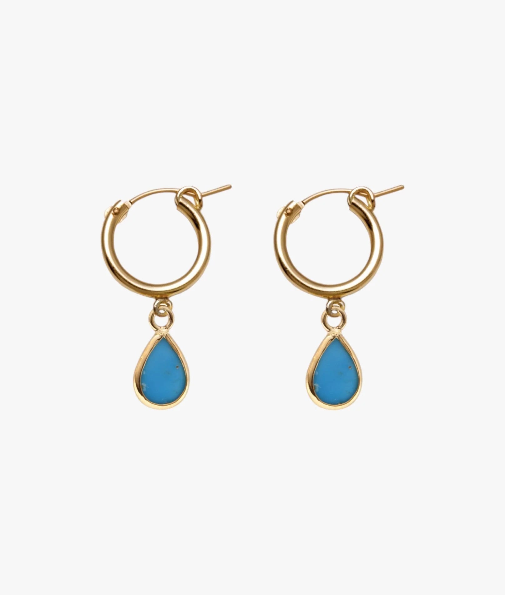 VON TRESKOW LEVER HOOP EARRINGS WITH PEAR TURQUOISE
