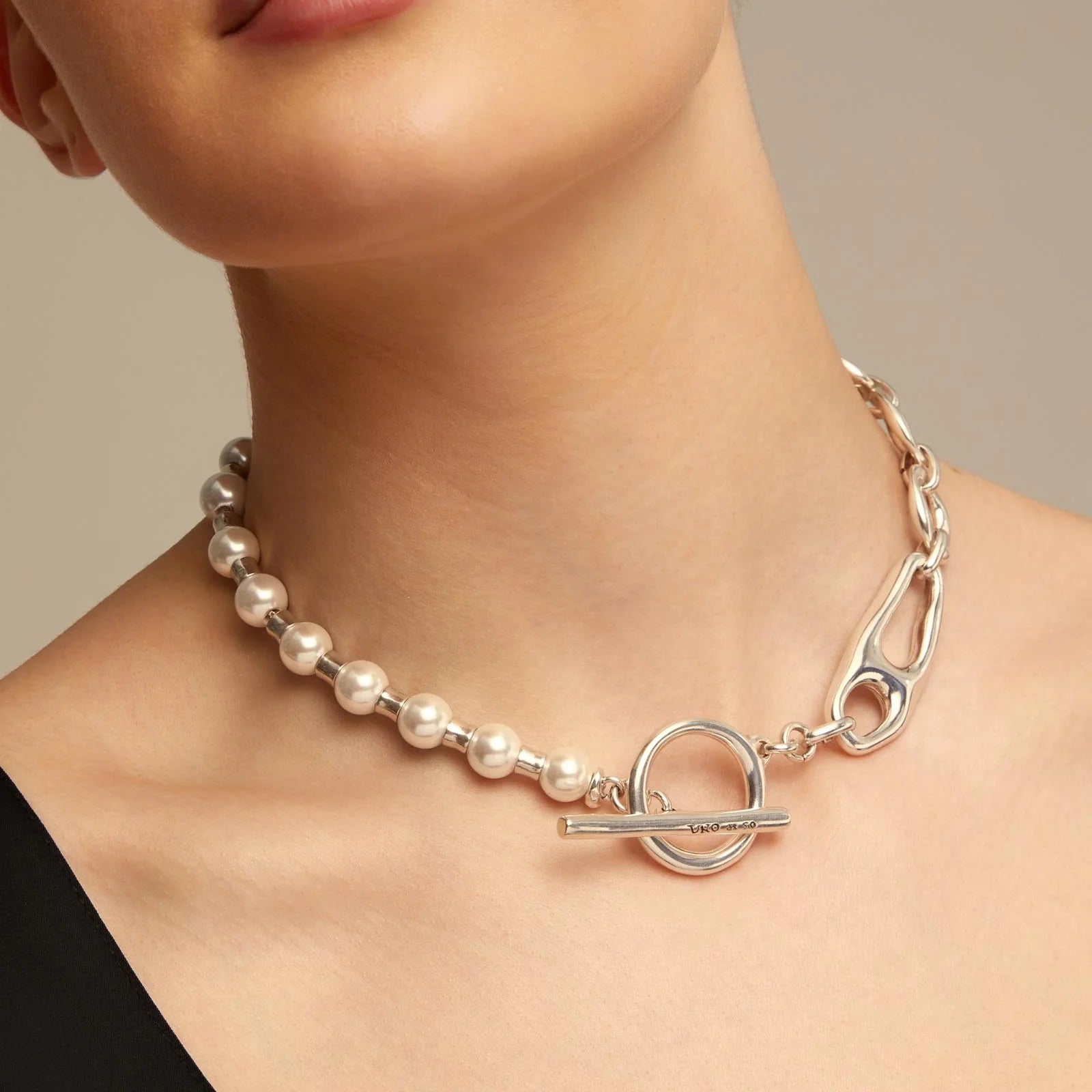 UNOde50 PEARL & MATCH NECKLACE SILVER