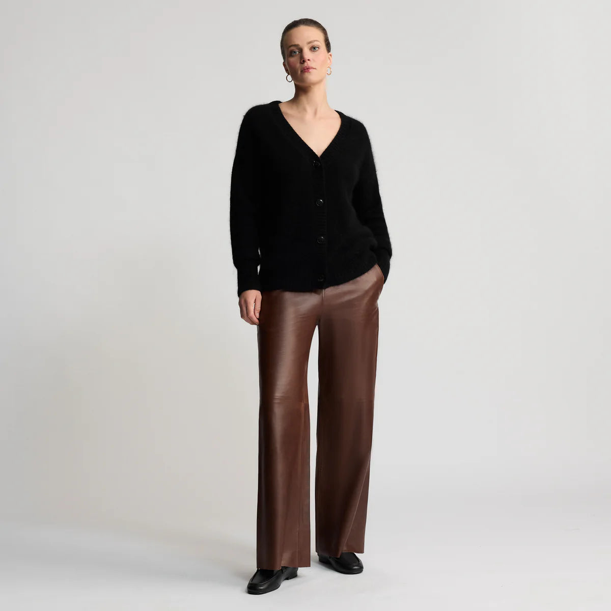 RAW by RAW CHICAGO WIDE LEG LEATHER PANT - CHESTNUT