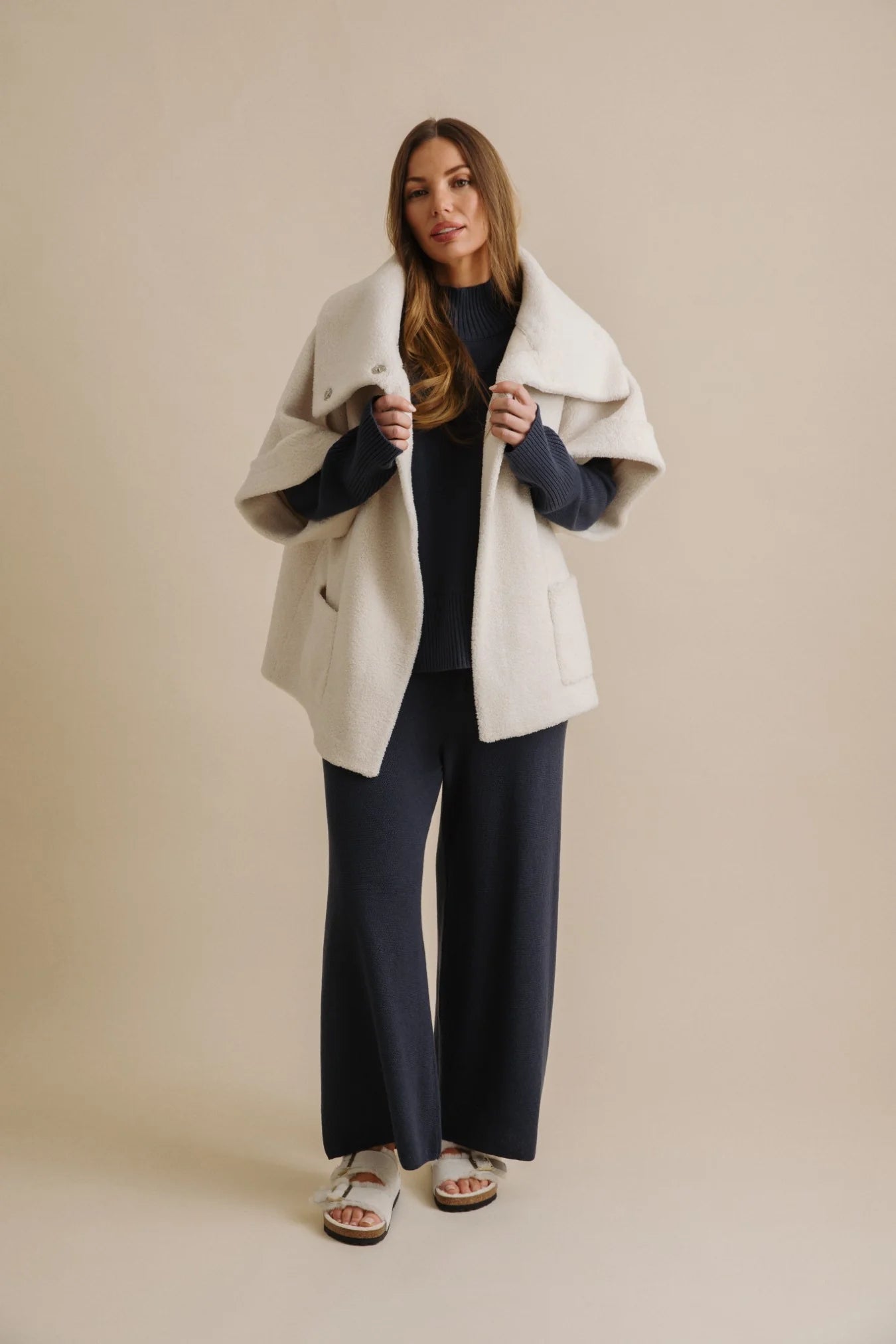 TALAMAYA SHERPA CUDDLE COAT - CHALK