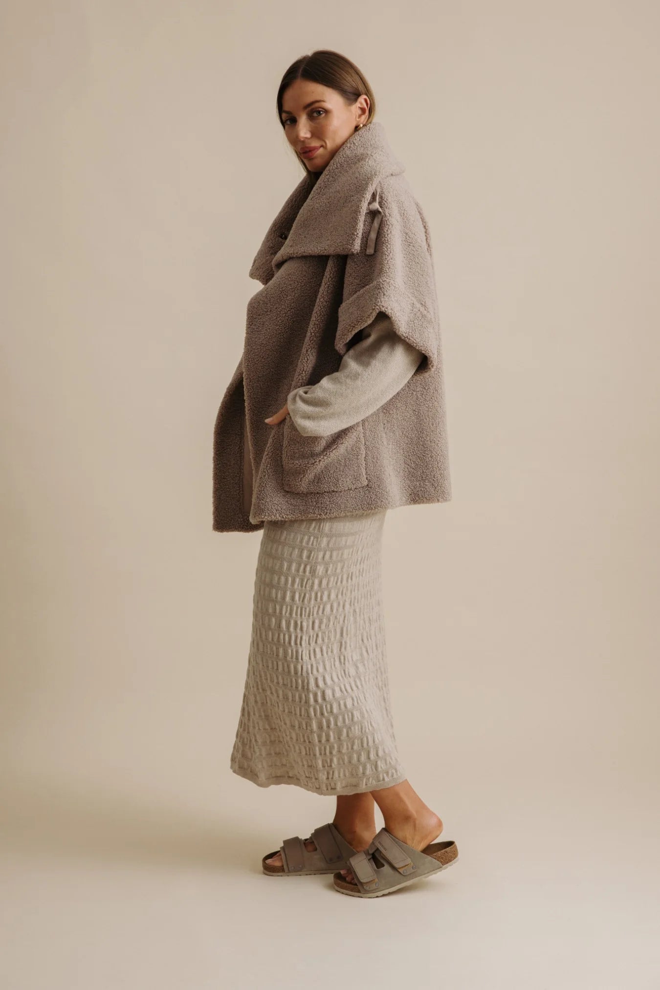 TALAMAYA SHERPA CUDDLE COAT - PUTTY
