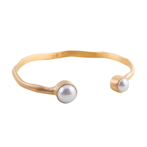 FAIRLEY DOUBLE PEARL CUFF GOLD