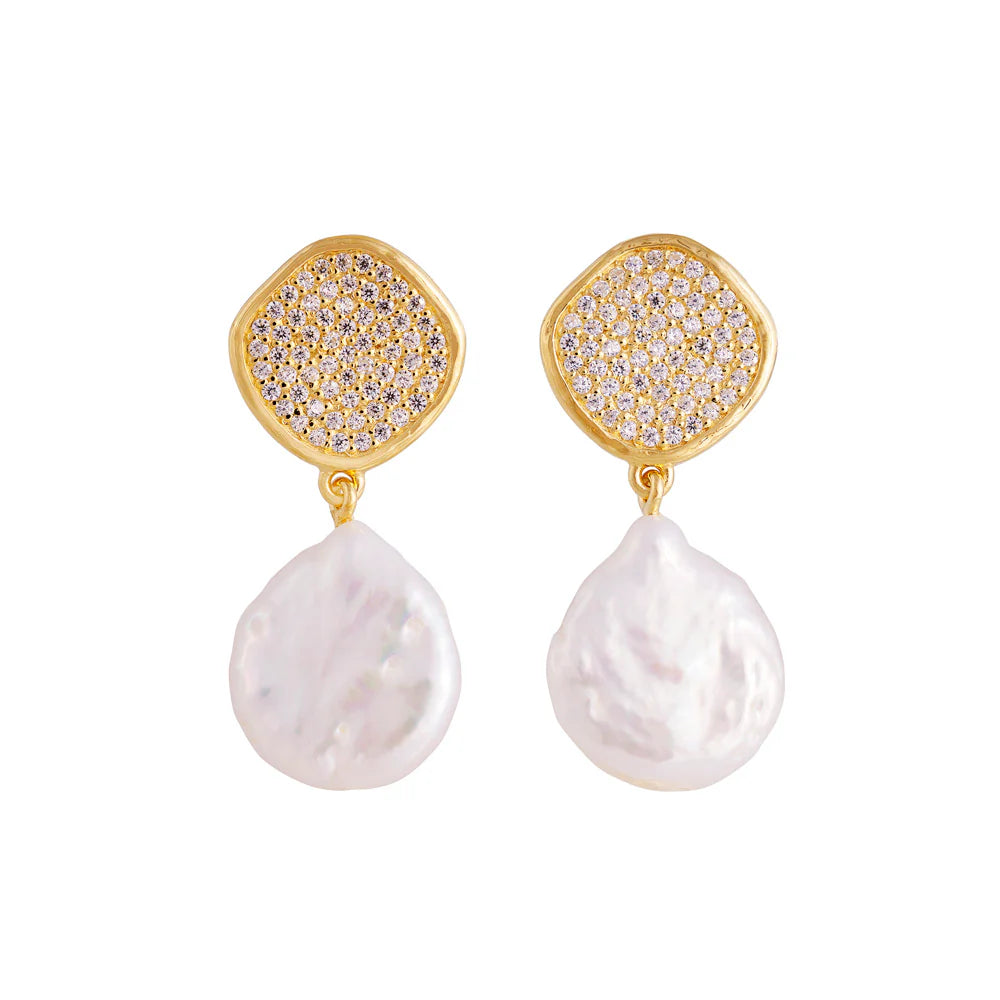 FAIRLEY SPLASH PEARL DROP EARRINGS