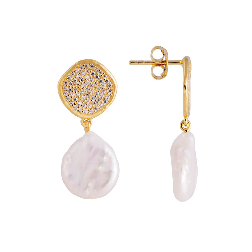 FAIRLEY SPLASH PEARL DROP EARRINGS
