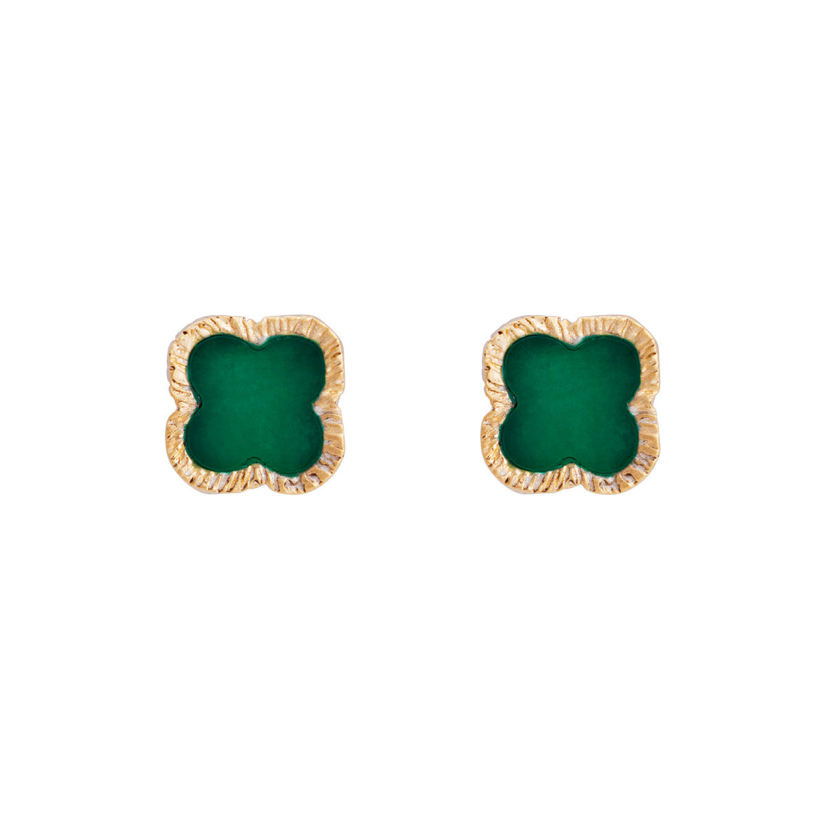 FAIRLEY GREEN AGATE CLOVER STUDS