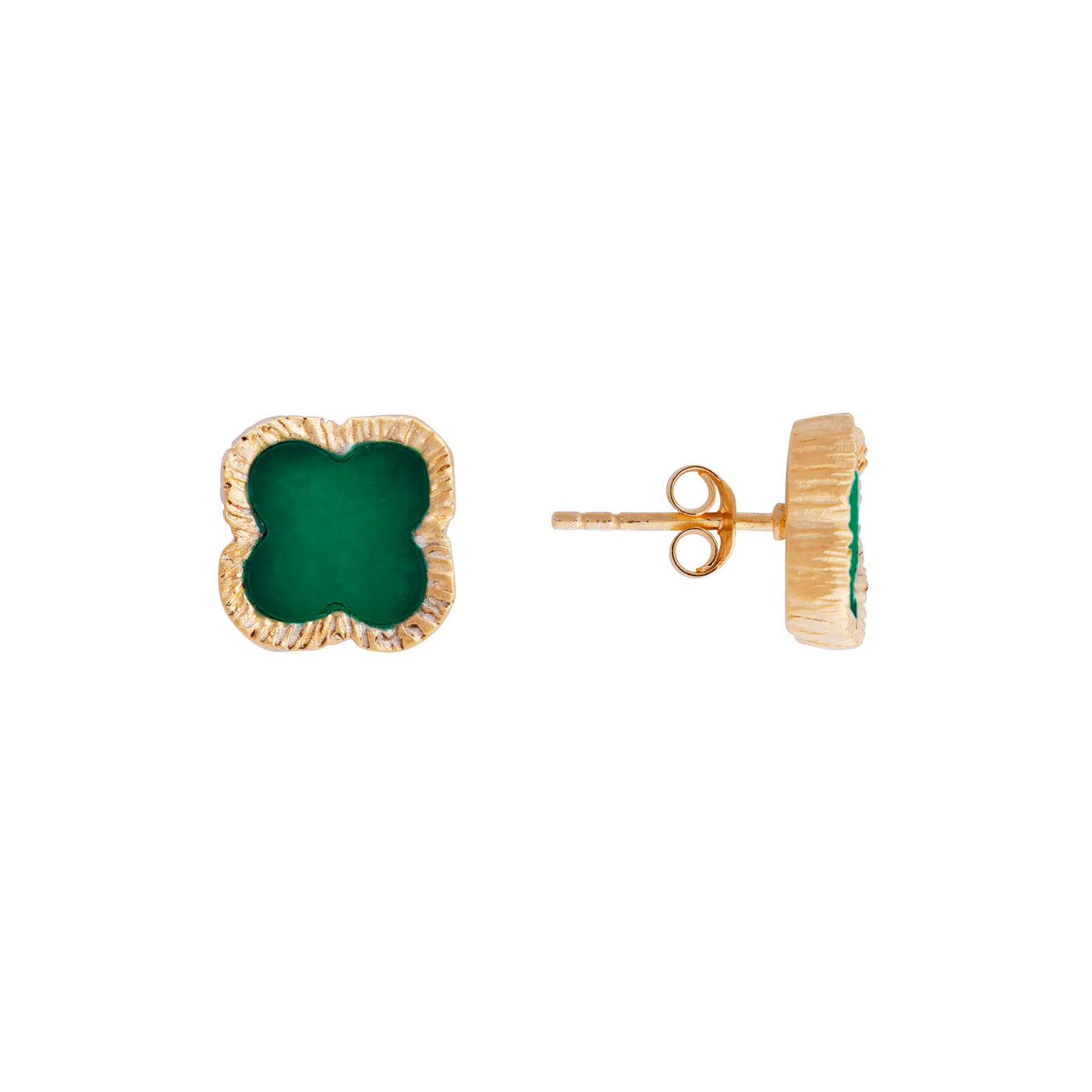 FAIRLEY GREEN AGATE CLOVER STUDS